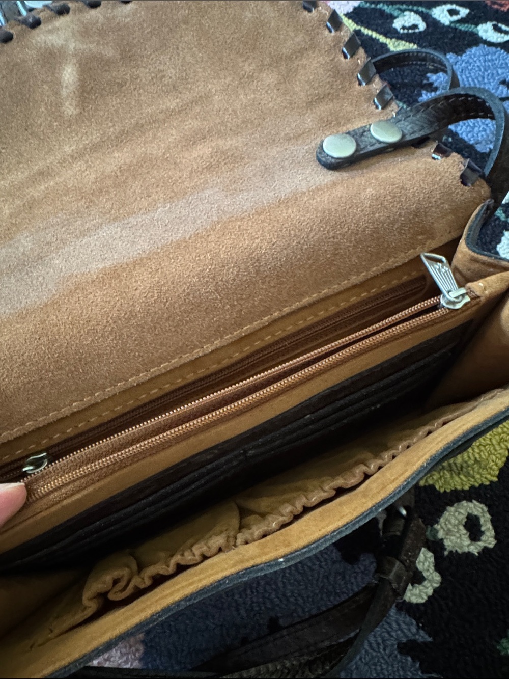 Set of three Patricia Nash Tooled Turquoise Brown Floral Leather Bags - Picture 8 of 12
